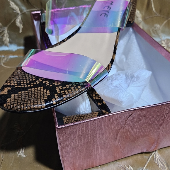 Iridescent Block Heel Mules. Size 13 - Picture 7 of 8